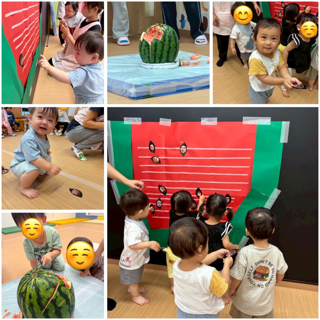 8月　食育　スイカ割り🍉